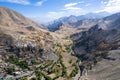 Aerial view of Lamayuru village and Lamayuru Monastery or Gompa is a tibetan style buddhist monastery in Ladakh Royalty Free Stock Photo