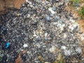 Aerial view landfill garbage waste huge dump environmental pollution problem, Top view on plastic and other industrial waste Royalty Free Stock Photo