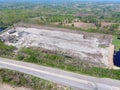 Aerial view landfill garbage waste huge dump environmental pollution problem, Top view on plastic and other industrial waste