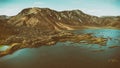 Aerial view of Landmannalaugar mountains and lake,Fjallabak Nature Reserve in the Highlands of Iceland Royalty Free Stock Photo
