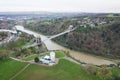 Aerial view of the landmark of Bristol, Clifton Suspension Bridge and Clifton Observatory Royalty Free Stock Photo