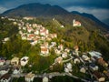 Aerial view of landmark chappel in Idrija,Slovenia Royalty Free Stock Photo