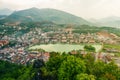 Aerial view of landmark landscape at the hill town in Sapa city with the sunny light