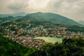 Aerial view of landmark landscape at the hill town in Sapa city with the sunny light