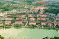 Aerial view of landmark landscape at the hill town in Sapa city with the sunny light