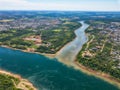 Aerial view of the landmark of the three borders hito tres fronteras, Paraguay, Brazil and Argentina Royalty Free Stock Photo