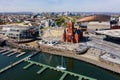 Aerial view of the landmarks of Cardiff Bay, Wales Royalty Free Stock Photo