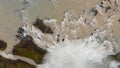 Aerial view landscape of the Godafoss famous waterfall in Iceland. The breathtaking landscape of Godafoss waterfall Royalty Free Stock Photo