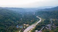 Aerial view landscape of Kiriwong village from drone