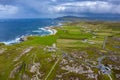 Aerial view of the landscape of Malin Head in Ireland
