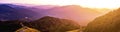 Aerial view landscape of Mountain in Twilight time nature flower Tung Bua Tong Mexican sunflower field ,Mae Hong Son,Thailand Royalty Free Stock Photo