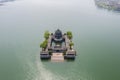 Aerial view of the landscape of the public park in Stone Lake area, with a classic island in Suzhou, China Royalty Free Stock Photo