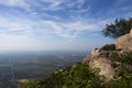 Aerial view landscape and rice field or paddy land from Khao Phraya Doen Thong viewpoint with valley village hill for thai people Royalty Free Stock Photo