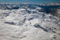 Aerial view of landscape in the ski region of Breuil-Cervinia, Italy