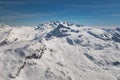 Aerial view of landscape in the ski region of Zermatt and Breuil-Cervinia