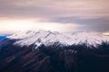 Aerial view landscape of snow mountain in winter season queen to Royalty Free Stock Photo