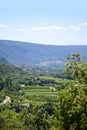 Aerial view, landscape in South Europe under the blue sky Royalty Free Stock Photo