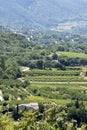 Aerial view, landscape in South Europe, vertical Royalty Free Stock Photo