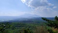 Aerial view landscape tropical forest, Mount Ungaran, cloudy sky.