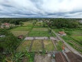 From the aerial view, the landscape of Yogyakarta unveils a captivating tapestry of gardens and houses