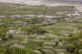 Aerial view of Langar village in Wakhan valley, Tajikist
