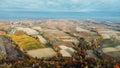 Aerial view of The Langhe, hilly area in Piedmont.