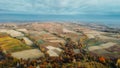 Aerial view of The Langhe, hilly area in Piedmont.
