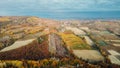 Aerial view of The Langhe, hilly area in Piedmont.