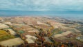 Aerial view of The Langhe, hilly area in Piedmont.