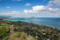 View of Lanikai from the Pillbox hiking trail Kailua Hawaii in D