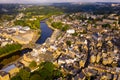 Aerial view of Lannion city with buildings and Lege river Royalty Free Stock Photo