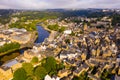 Aerial view of Lannion city with buildings and Lege river Royalty Free Stock Photo