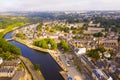 Aerial view of Lannion city on the Lege river, Brittany region Royalty Free Stock Photo