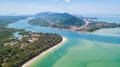 An aerial view of Lanta noi island and Lanta isaland with the Siri Lanta Bridge