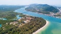 An aerial view of Lanta noi island and Lanta isaland with the Siri Lanta Bridge