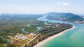 An aerial view of Lanta noi island and Lanta isaland with the Siri Lanta Bridge