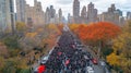 Aerial View of a Large Autumn Protest in a City Royalty Free Stock Photo