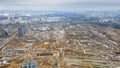 Aerial view of large construction site. Building new apartment blocks in residential area. Urban concept Royalty Free Stock Photo