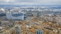 Aerial view of large construction site. Building new apartment blocks in residential area. Urban concept Royalty Free Stock Photo