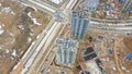 Aerial view of large construction site. Building new apartment blocks in residential area. Urban concept Royalty Free Stock Photo