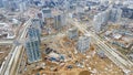 Aerial view of large construction site. Building new apartment blocks in residential area. Urban concept Royalty Free Stock Photo