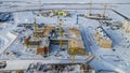 Aerial view of large construction site. Building new apartment blocks in residential area. Urban concept Royalty Free Stock Photo