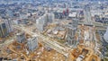 Aerial view of large construction site. Building new apartment blocks in residential area. Urban concept Royalty Free Stock Photo