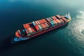 Aerial view of a large container ship in the open sea, Container ship in the sea. Top view, AI Generated Royalty Free Stock Photo