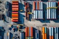 Aerial view of a large container yard. Suitable for logistics and transportation concepts Royalty Free Stock Photo
