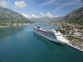 Aerial view of large cruise ship near the pier Royalty Free Stock Photo