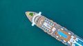 Aerial view large cruise ship at sea, Passenger cruise ship vessel, sailing across the Gulf of Thailand. Royalty Free Stock Photo