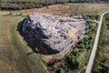 Aerial view of a large garbage heap at a landfill. Environmental pollution, landfill. Royalty Free Stock Photo