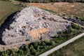 Aerial view of a large garbage heap at a landfill. Environmental pollution, landfill. Royalty Free Stock Photo