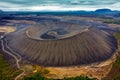 Large Hverfjall volcano crater is Tephra cone or Tuff ring volcano on gloomy day in Myvatn area at Iceland Royalty Free Stock Photo